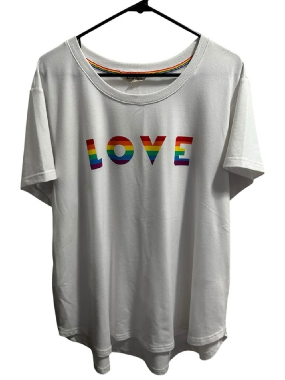 Jane and Delancey Rainbow LOVE Graphic White Short Sleeve Tee - Picture 3 of 6